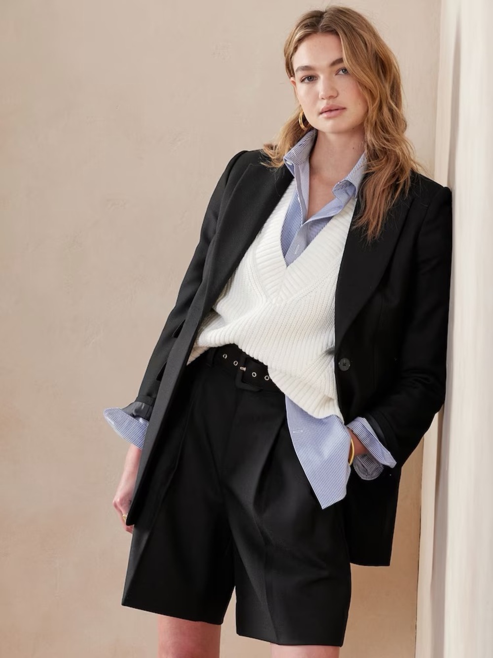 Banana Republic Lido Sculpted Wool Blazer Black Sz 12 - Picture 6 of 11
